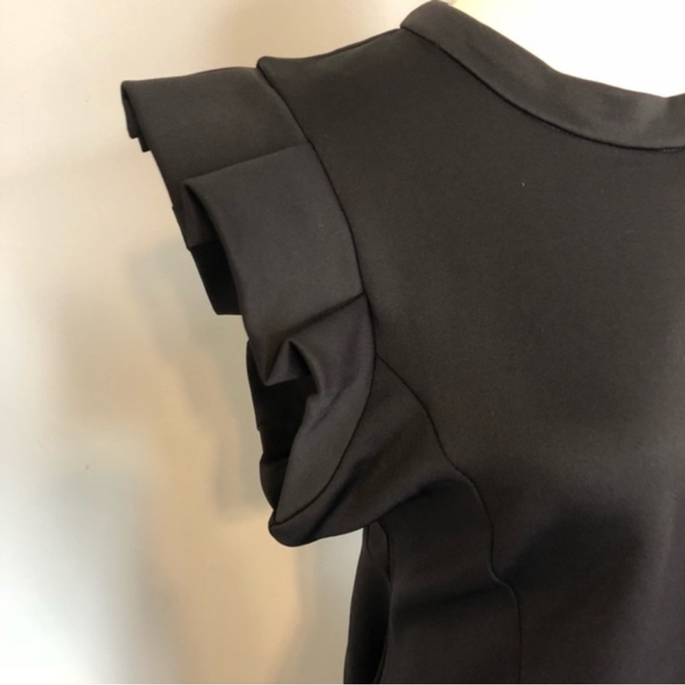 Black Ruffled Sleeve Mini Dress